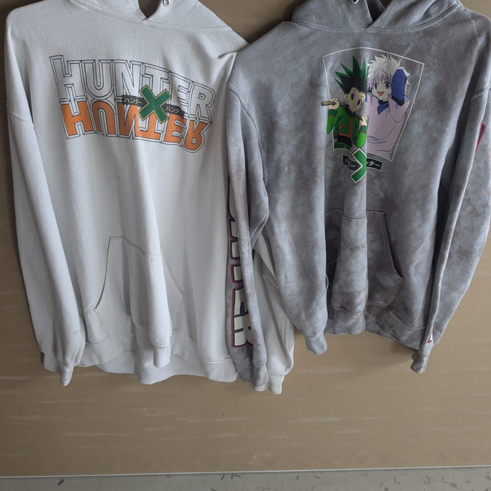 Heather Gray and White Sweaters with Graphic Designs